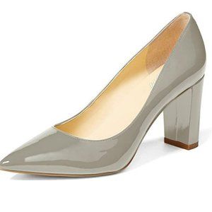 YDN Classic Pointed Toe Chunky High Heel Patent